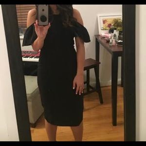 Bardot cold shoulder black dress